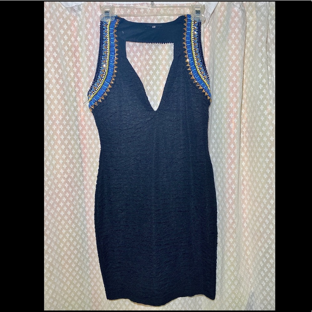 H&M Black Beaded Dress M